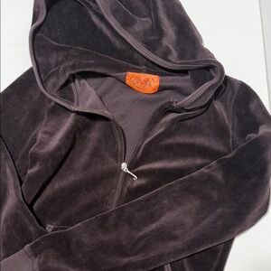 Juicy Couture Mocha Velour Hoodie Zip up Vintage Size Small